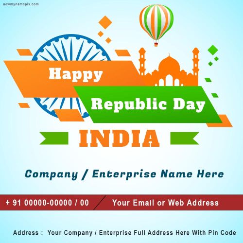 Company Name And Details Happy Republic Day Card Maker