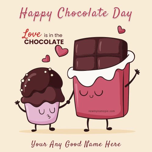 Free Chocolate Day Greeting With Name Edit Card Maker 2024