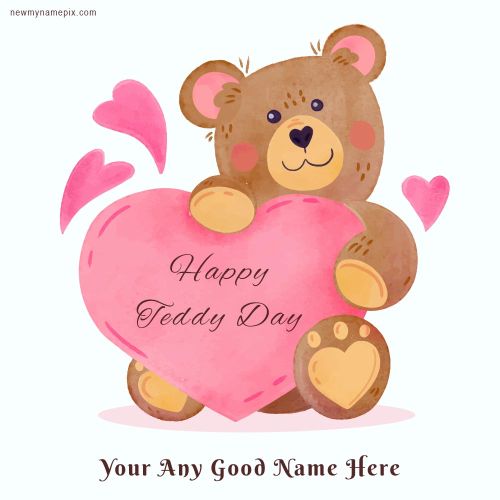 Cutest Teddy Bear Day Photo Wishes Custom Name Create Card 2024