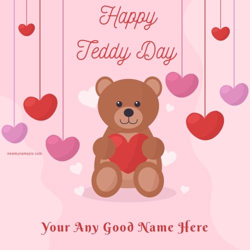 2024 Teddy Bear Day With Name Editable Card Maker Tools Free