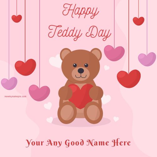 2024 Teddy Bear Day With Name Editable Card Maker Tools Free