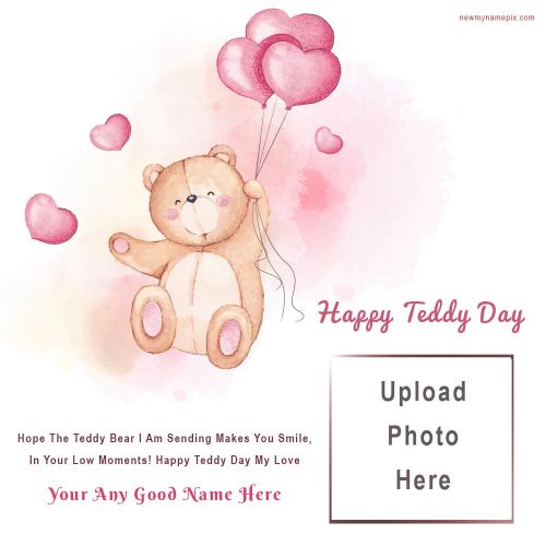 Happy Teddy Day Wishes With Name And Photo Frame 2024