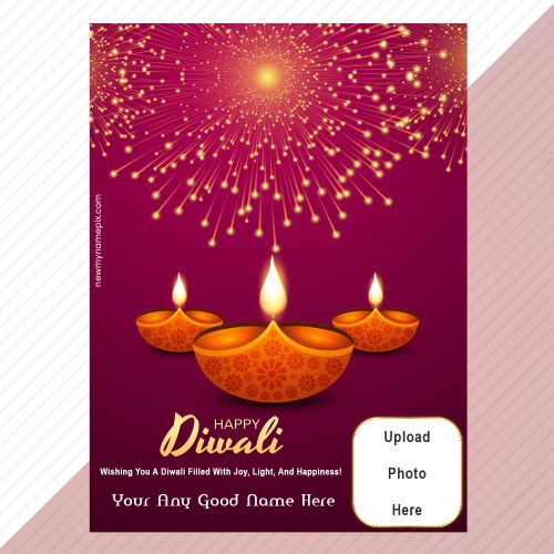 Colorful Fireworks Happy Diwali Template Editing Name And Photo Add