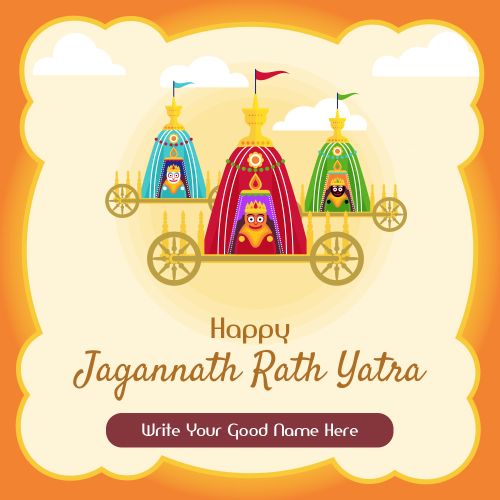 Make Your/My Name Write Jagannath Rath Yatra Wishes Card Create 2025