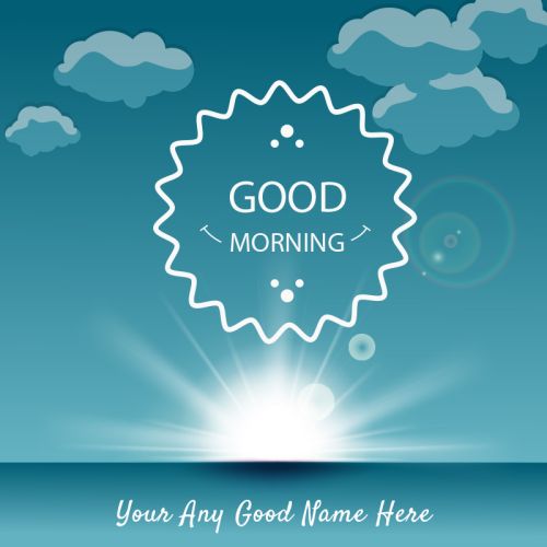 Beautiful Morning Sun And Cloud Wishes Image With Name Template