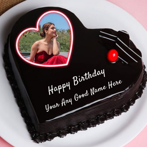 Heart Design Birthday Cake With Name And Photo Print Customize Editing