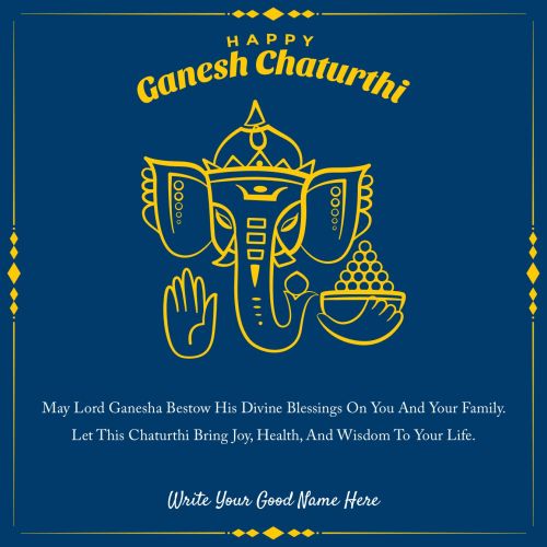 Shree Ganesh Chaturthi Blessing Message Poster Edit Custom Name Wishes