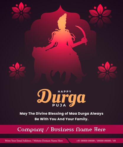 Business Post Festival 2025 Happy Durga Puja Wishes Marketing Template Create