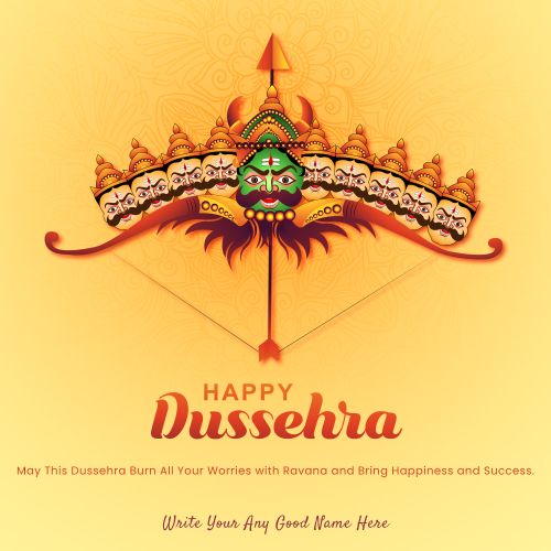 2025 Dussehra Greeting Template Your Custom Name Text Written