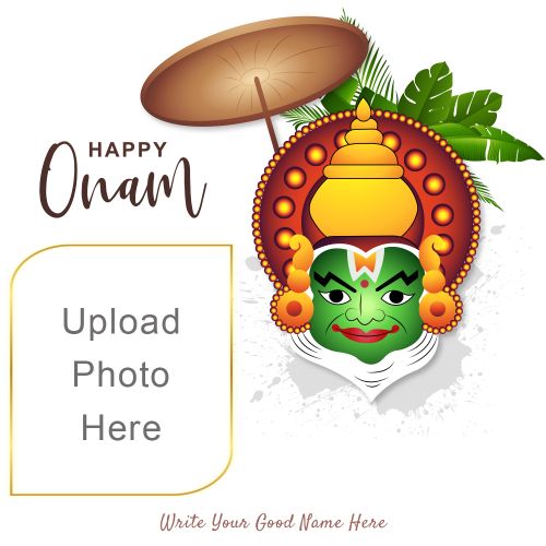 2025 Onam Festival Wishes Photo Frame with Name Customize Free
