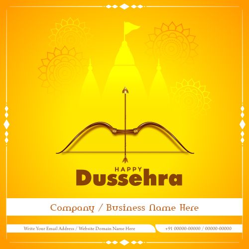 Corporate Dussehra Template with Name And Details Business Info Card