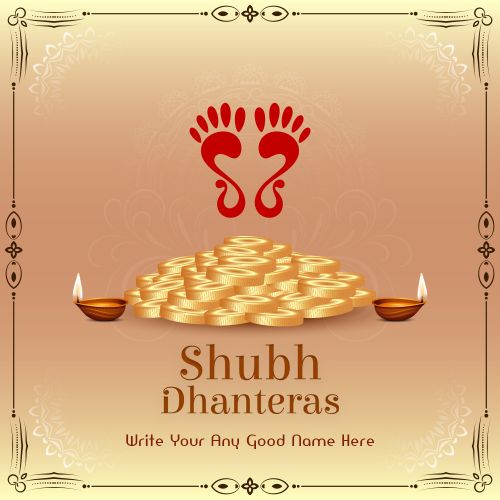 2025 Customized Text Writer Happy Dhanteras Festival Template Editing Free