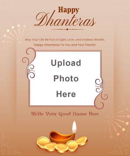 Digital Template Editing Festival Dhanteras Wishes Frame Create Customized