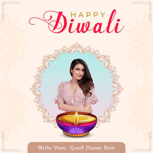 Editing Online Custom Text And Photo Printed Diwali 2025 Template Free