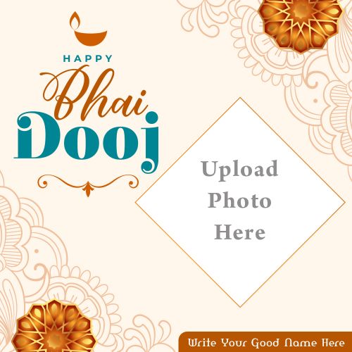 Custom Name with Photo Adding Bhai Dooj Festival Template Ready Instant