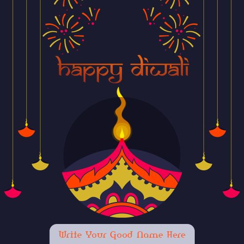 Write Your Name Wishes Happy Diwali Beautiful Candles Template Create Free