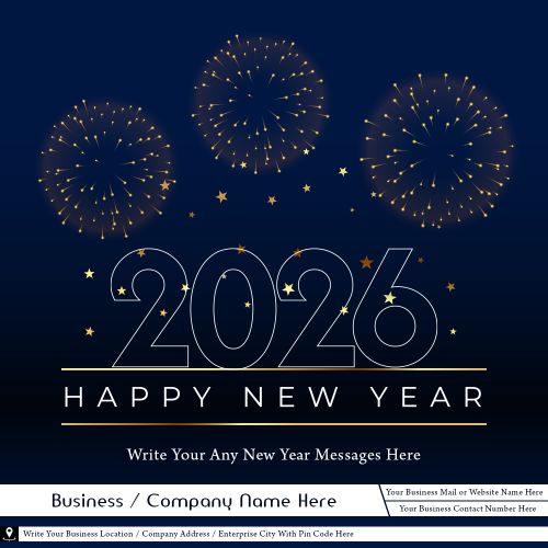 Corporate 2026 New Year Firework Design Template Editing Business Details