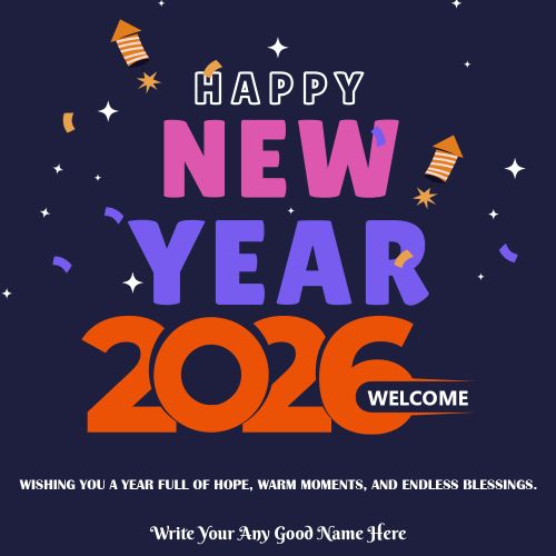 Hello New Year 2026 Greeting Card Edit Your Custom Text