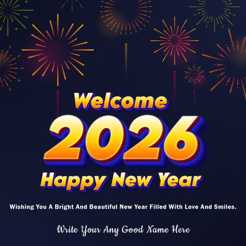 Custom Name Text Generator New Year 2026 Fireworks Template Download