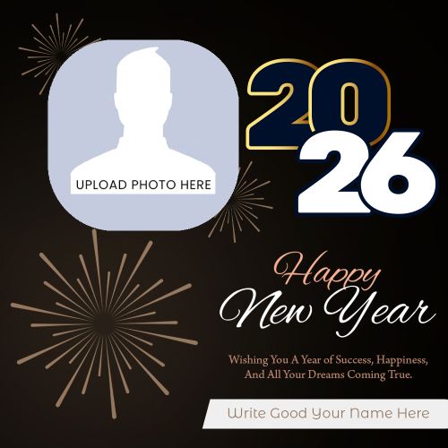 Digital Name With Photo Frame Template 2026 New Year Card