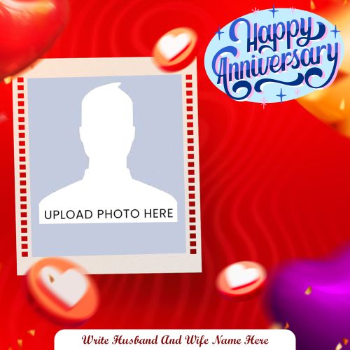 Design Anniversary Template Edit Name And Photo Frame Card Create