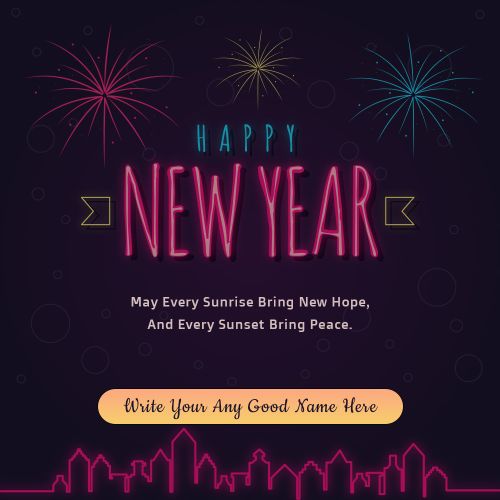 Skyline New Year 2026 Image Greeting Card With Name Editable Tools Free