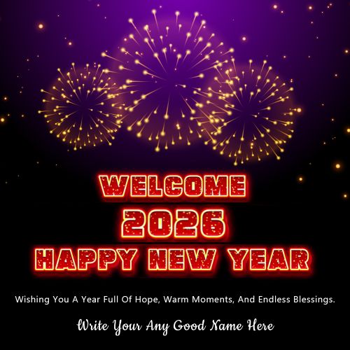 Welcome 2026 Beautiful Fireworks New Year Celebration Poster Custom Text