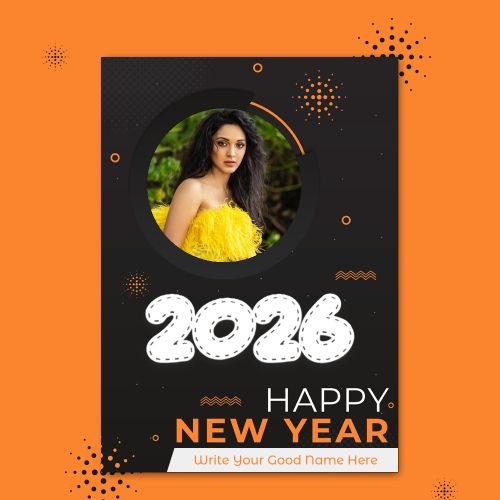 2026 Happy New Year Post Create Name With Photo Frame Card Maker