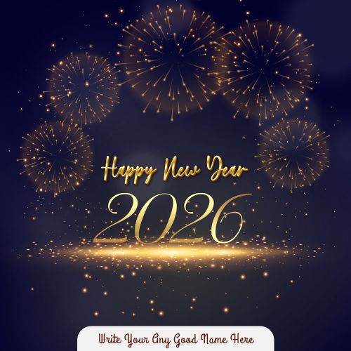 Golden Fireworks 2026 New Year Celebration Post Your Name Write