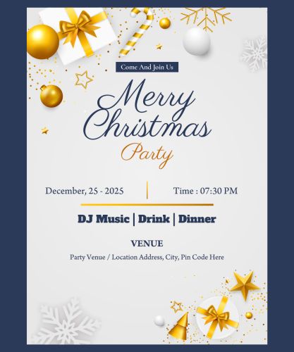 Merry Christmas Party Invite Card Create Online Free Text Editing Template